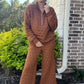 Quilted Wide Leg Pants- copper