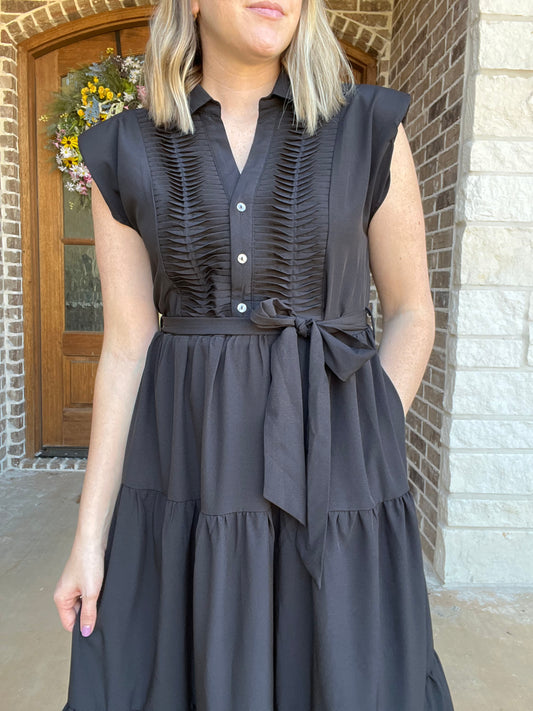 Timeless black midi dress