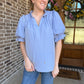 Flirty top in chambray