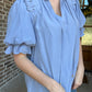 Flirty top in chambray