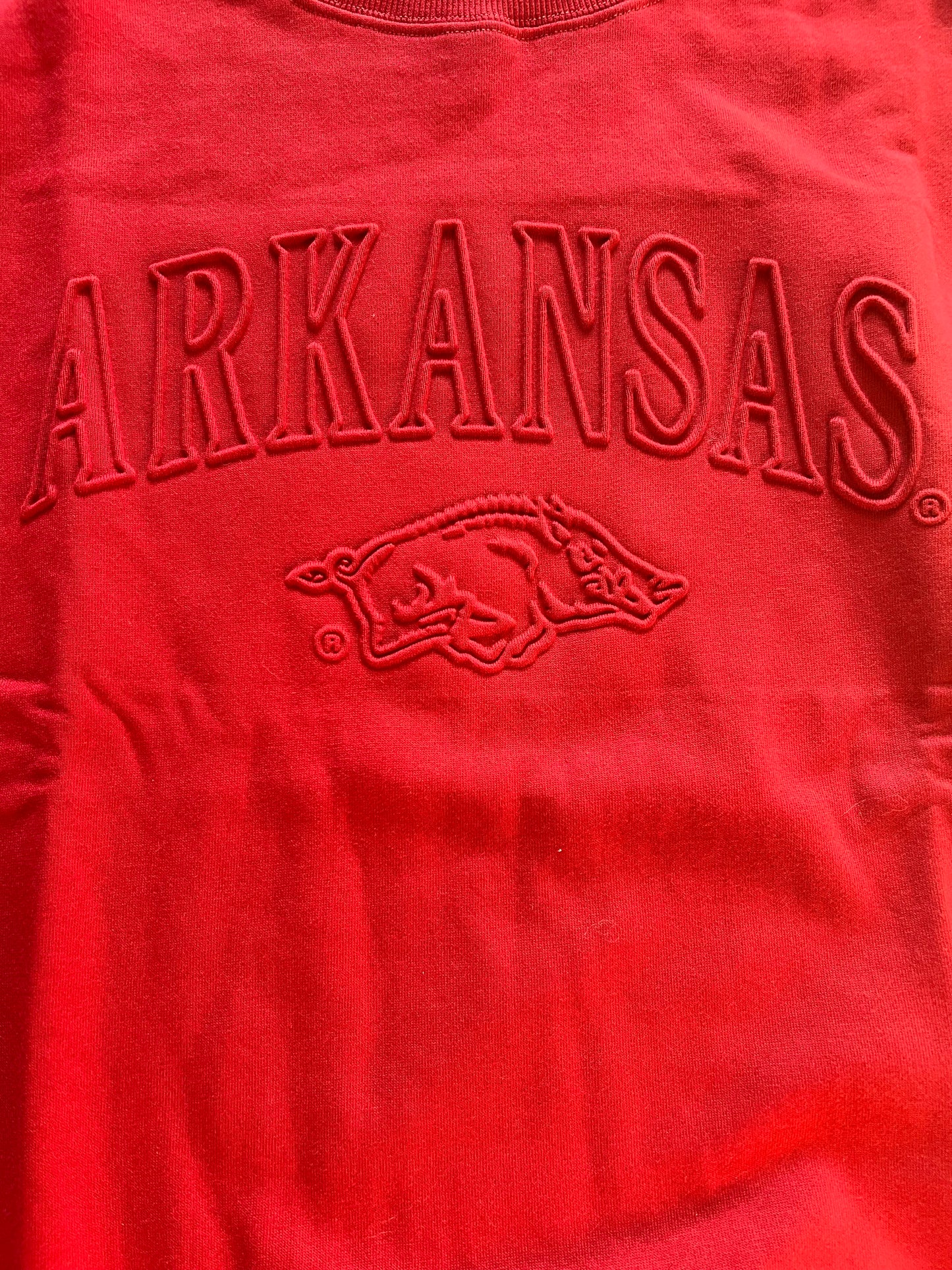 Embossed Arkansas sweatshirt- red