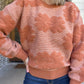 Floral motif crewneck sweater- rust