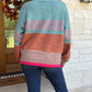 TURTLE NECK COLOR BLOCK KNIT SWEATER PULLOVER