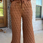 Quilted Wide Leg Pants- copper