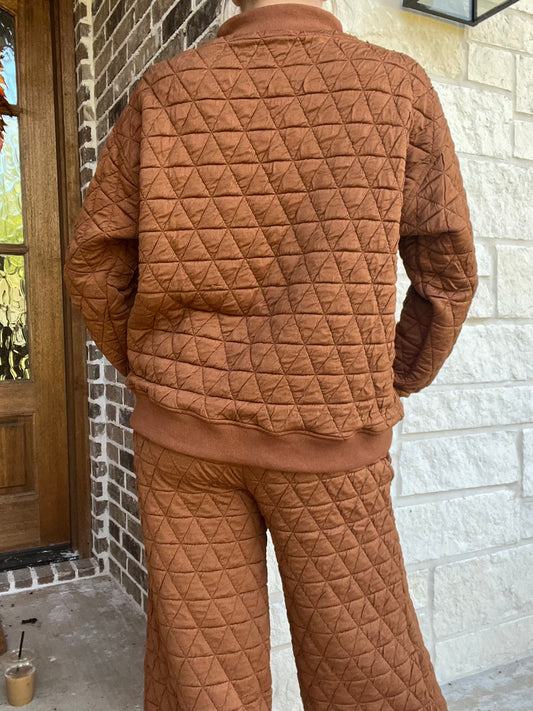 Quilted Half Zip Top- copper