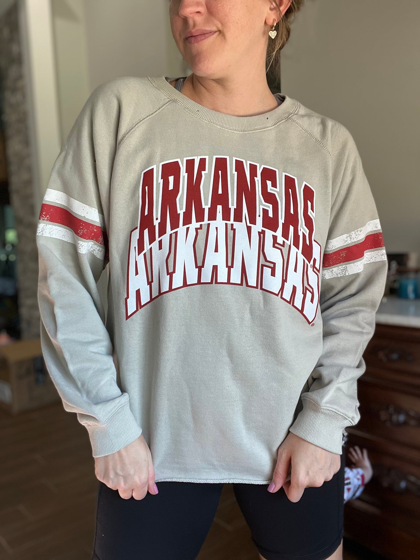 Arkansas Stokes Stack Varsity Crewneck Sweatshirt