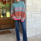 TURTLE NECK COLOR BLOCK KNIT SWEATER PULLOVER