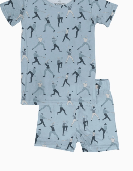 Baseball Ss & Shorts Two Piece Pjs