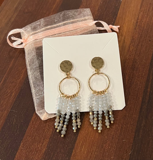 Disco beaded earrings- gray